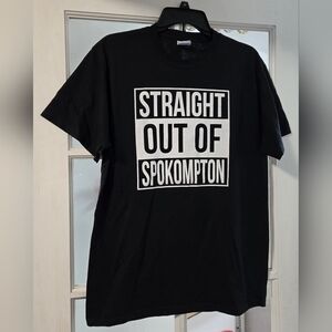 Straight Out Of Spokompton Short Sleeve Tee Shirt Black Mens Medium Spokane WA